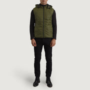 
Carlo Groen Gewatteerde bodywarmer met capuchon voor Heren - Zijaanzicht met ergonomische mouwsnede