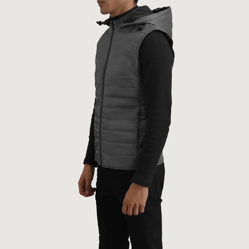 Carlo Grey Hooded Puffer Vest voor Heren