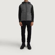 
Carlo Grey Gewatteerde bodywarmer met capuchon voor Heren - Zijaanzicht met ergonomische mouwsnede