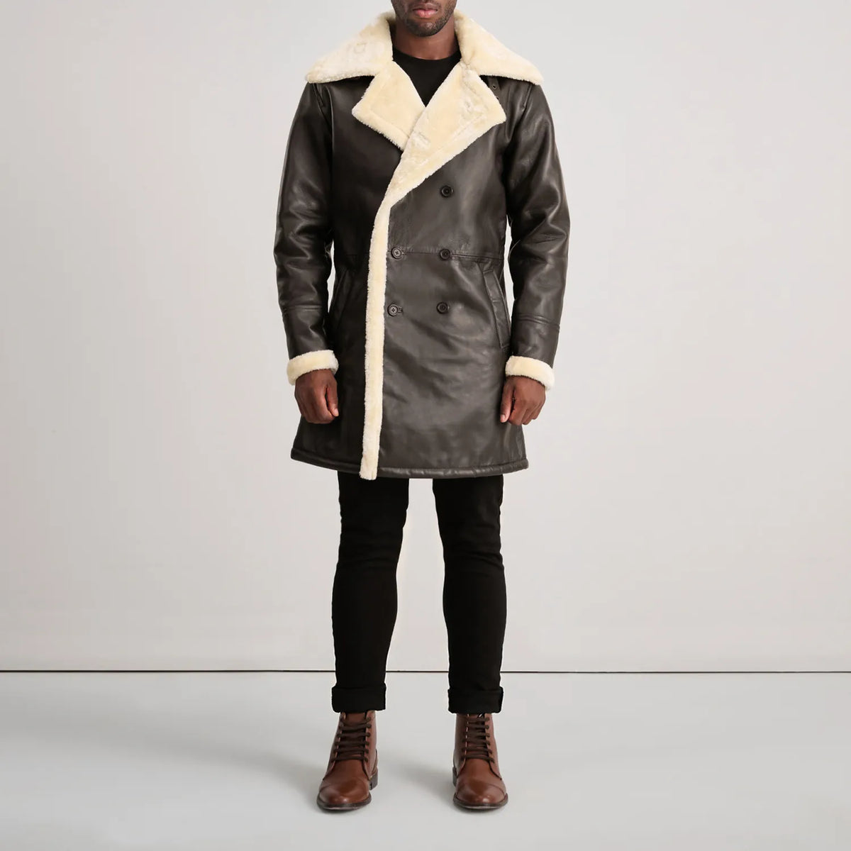 
Charles Leren Jas Bruin Shearling Leren Jas voor Heren – alternate product view 3