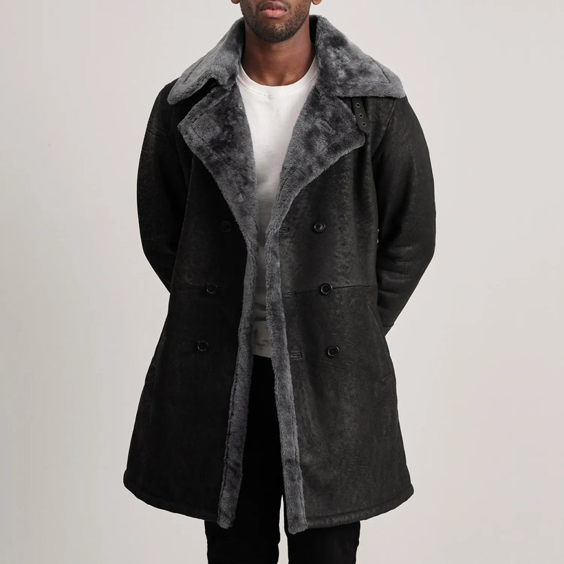 Charles Leren Jas Bruin Shearling Leren Jas voor Heren