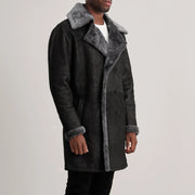 
Brown Goatskin Suede Aviator Jacket - Achteraanzicht met getailleerde schouders & strakke zoom
