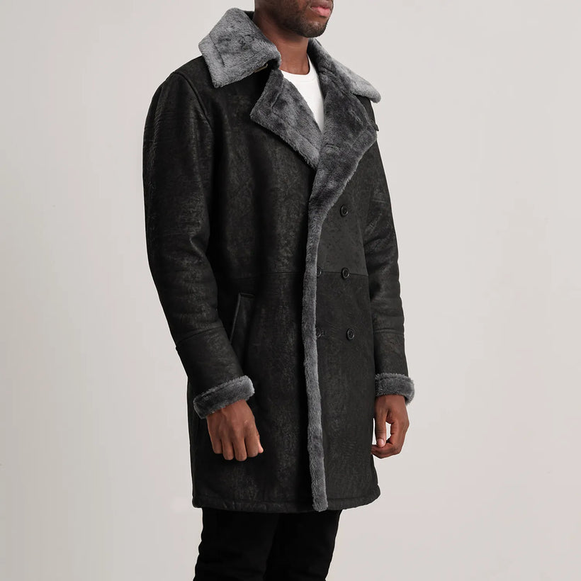 Charles Leren Jas Bruin Shearling Leren Jas voor Heren