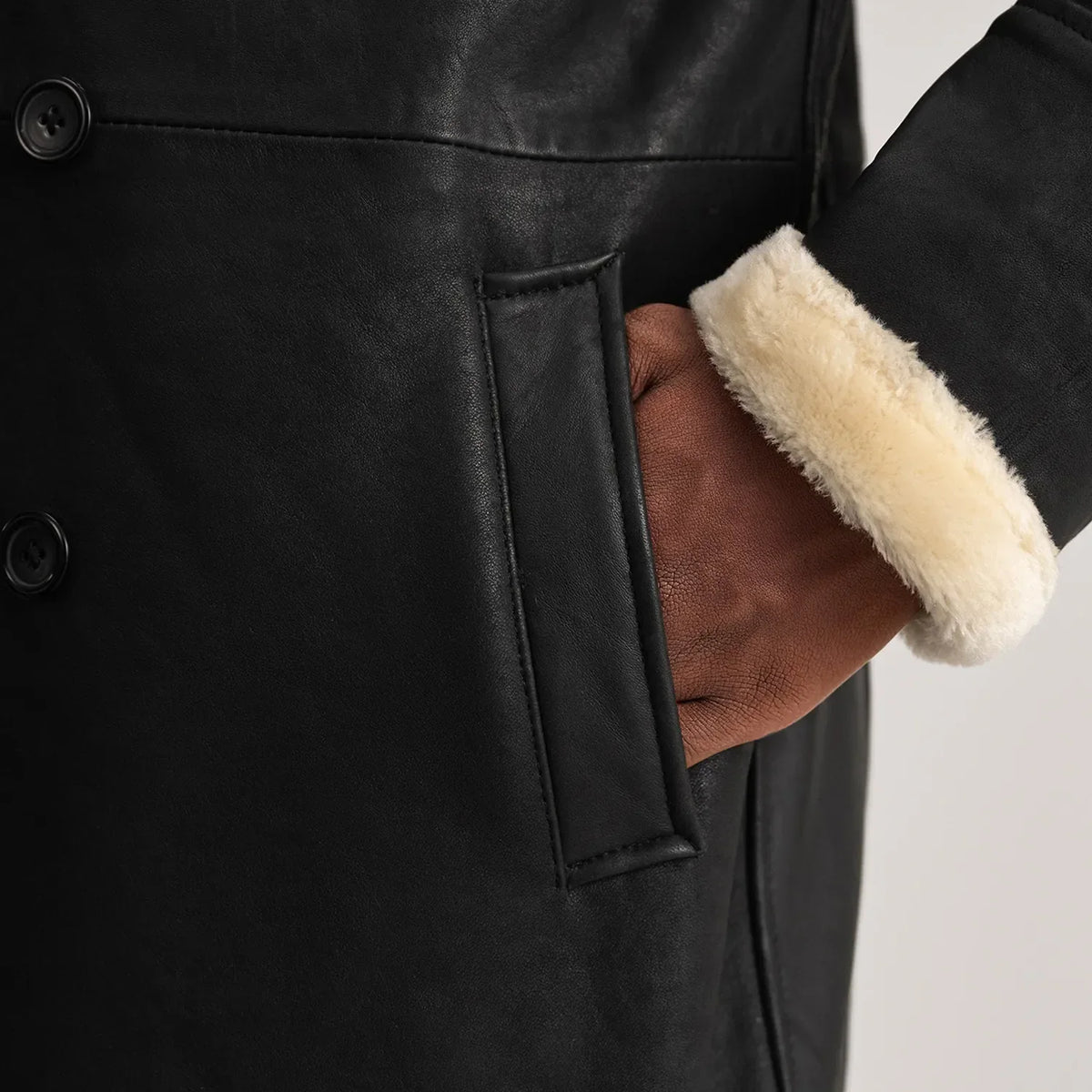 
Charles Leren Jas Bruin Shearling Leren Jas voor Heren – alternate product view 6