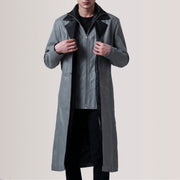 Charlton Grey Leather Single Breasted Leren Jas voor Heren For Men in Grey Sheepskin Leather - Front Profile View &amp; Tailored Silhouette | Buy Online