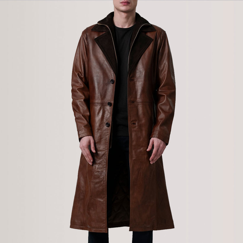 Charlton Waxed Bruin Leather Single Breasted Leren Jas voor Heren
