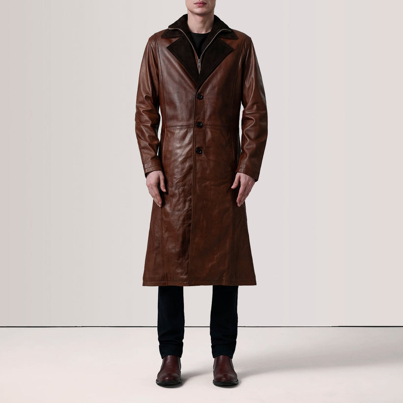 Charlton Waxed Bruin Leather Single Breasted Leren Jas voor Heren