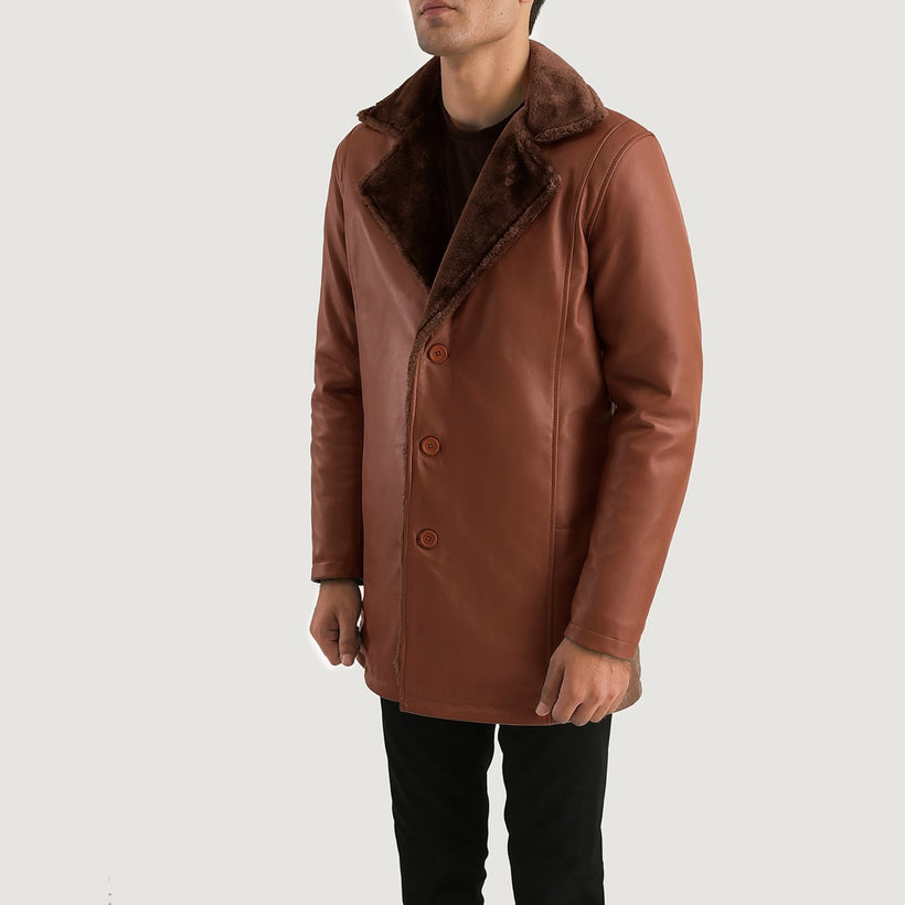 Cinnamon Bruin Leather Fur Leren Jas voor Heren