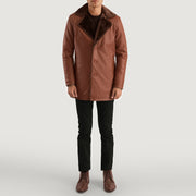 Cinnamon Bruin Leather Fur Leren Jas voor Heren - Lateral Side Profile View Showing Sleeve Cut &amp; Athletic Taper Fit