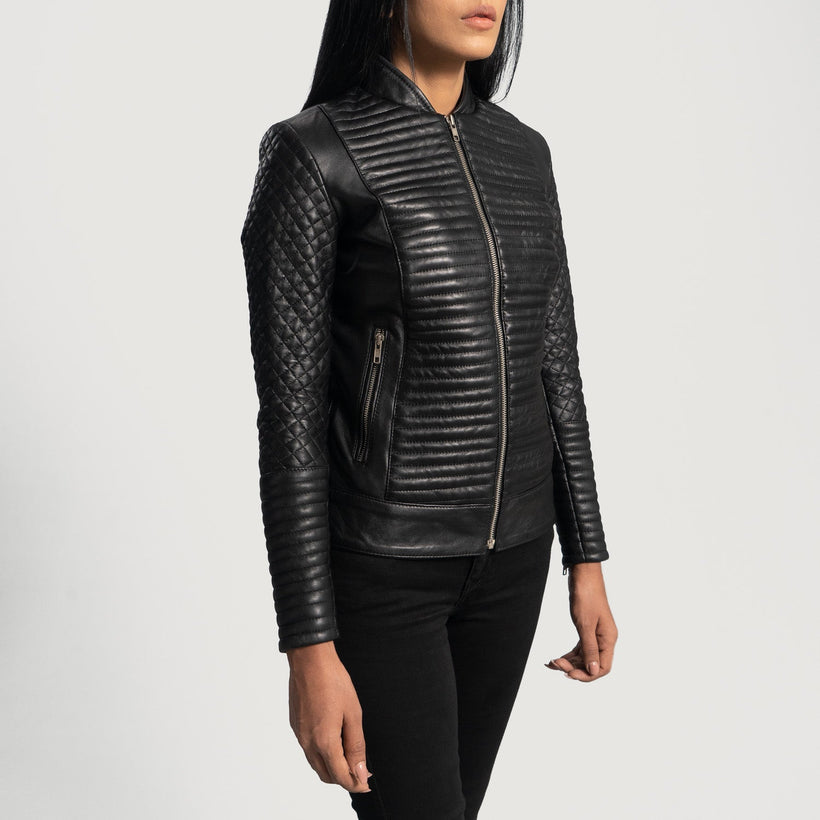 Cityscape Zwart Leren Bikerjack voor Dames