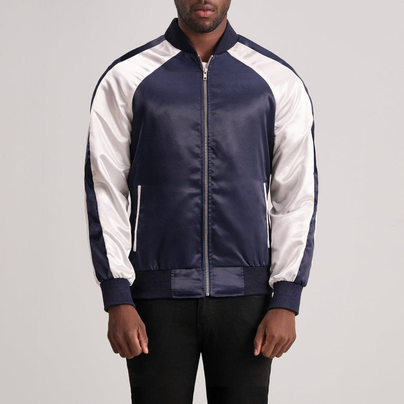 Clarke Blauw Varsity Leren Jas voor Heren