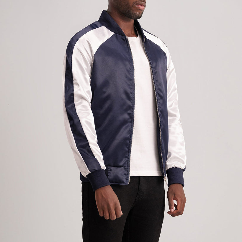 Clarke Blauw Varsity Leren Jas voor Heren