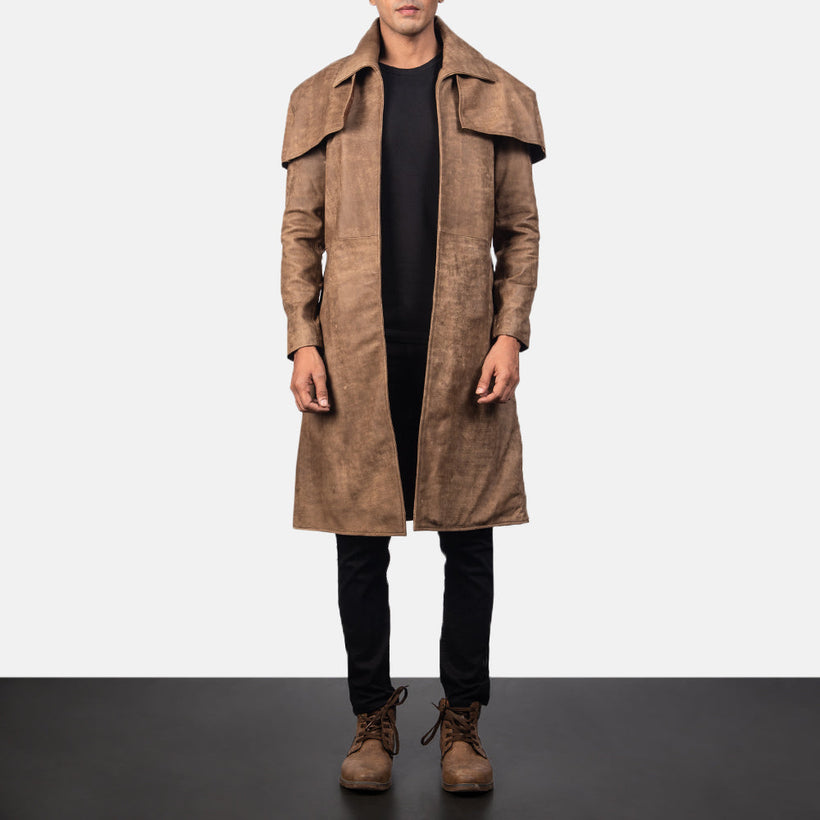 Classic Bruin Leather Duster voor Heren
