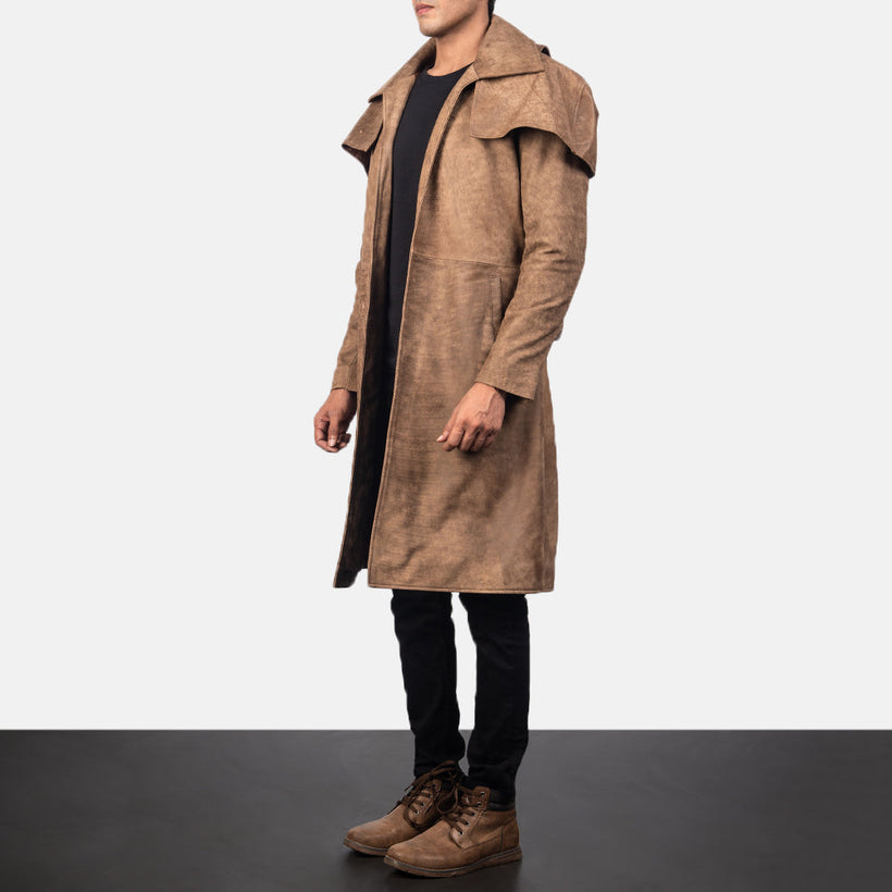 Classic Bruin Leather Duster voor Heren