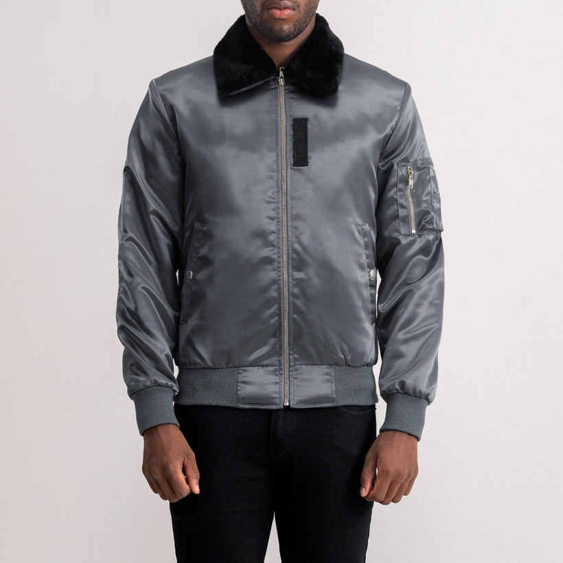 Clyde B-1-5 Grey Leren Bomberjack voor Heren
