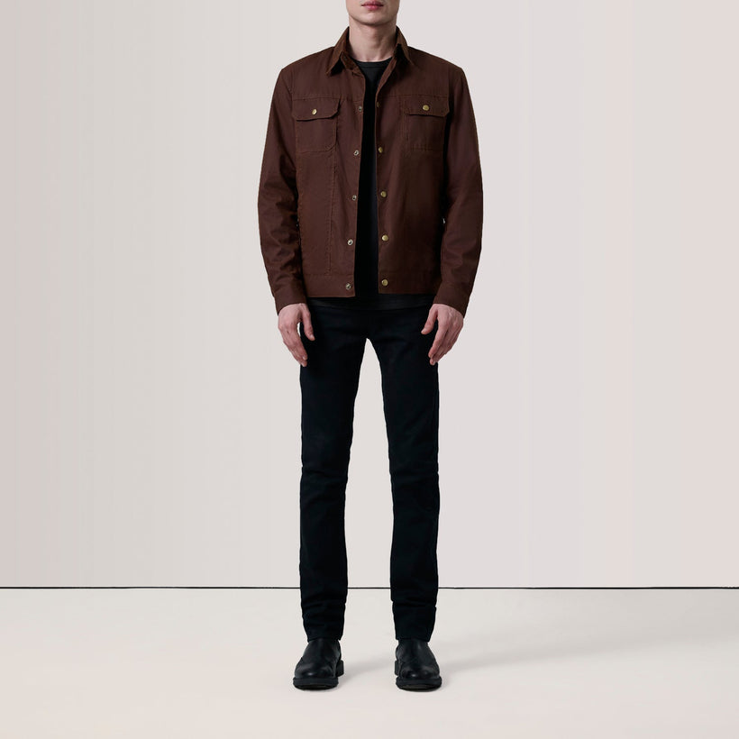 Colberto Bruin Waxed Canvas Trucker Leren Jas voor Heren