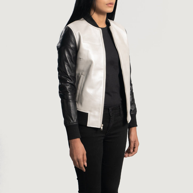 Cole Silver Leren Bomberjack voor Dames