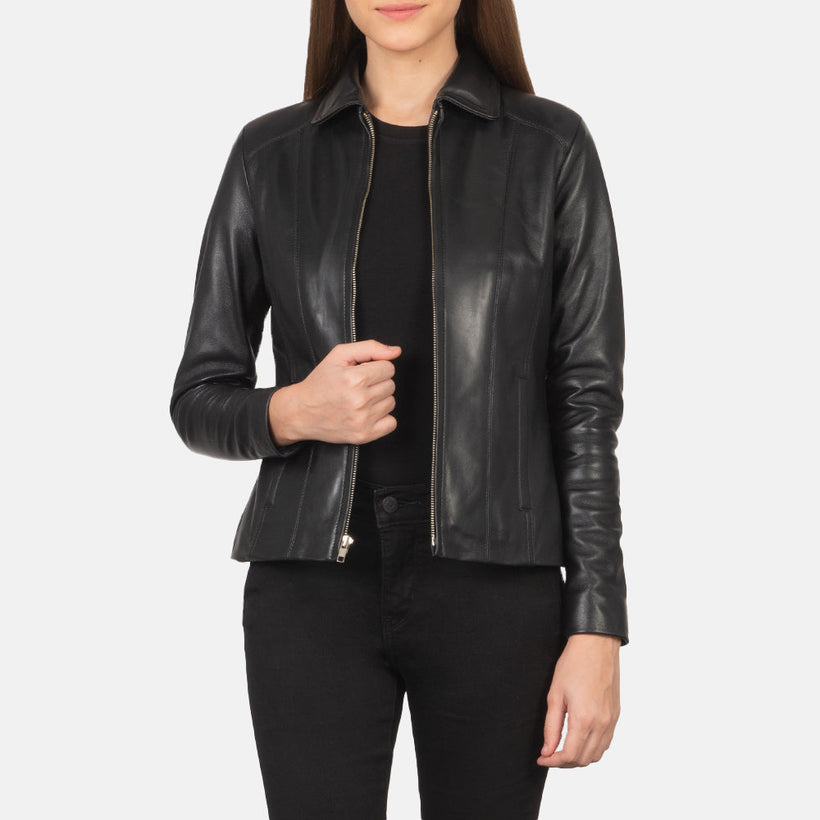 Colette Zwart Leren Jas voor Dames