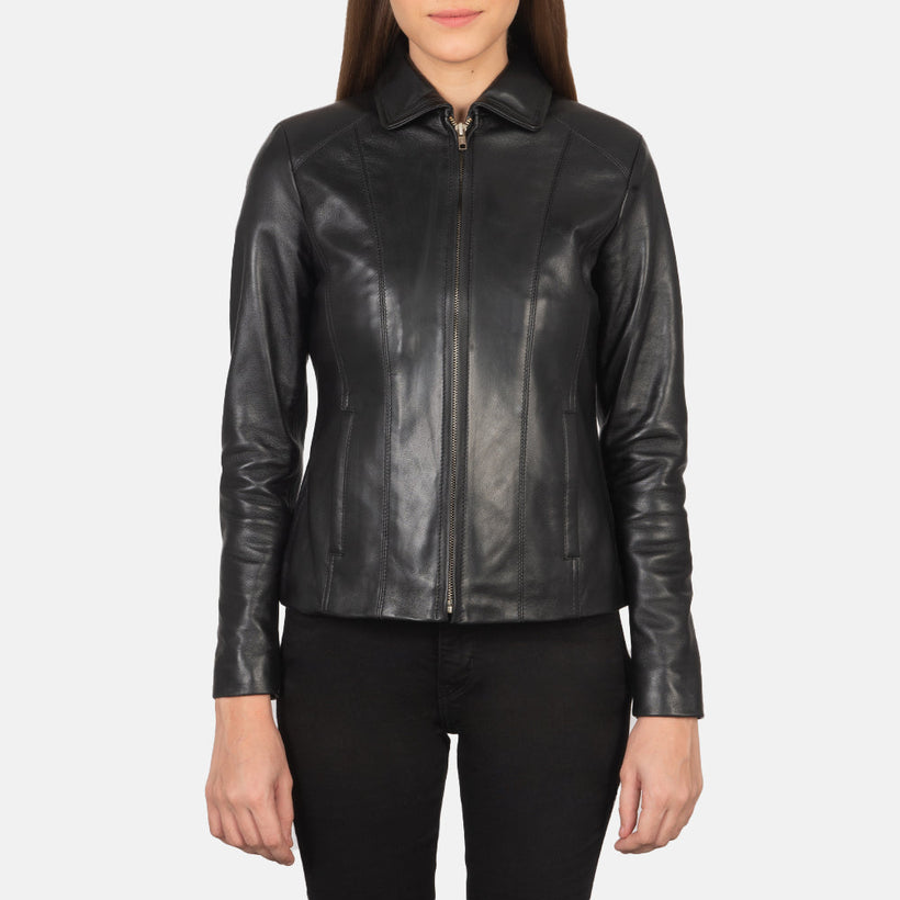 Colette Zwart Leren Jas voor Dames