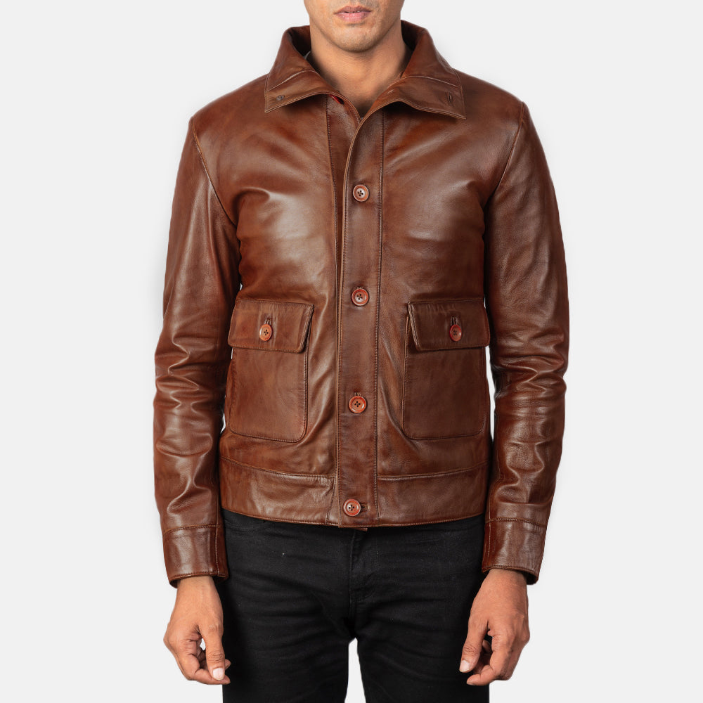 Columbus Leren Bomberjack voor Heren – alternate product view 1
