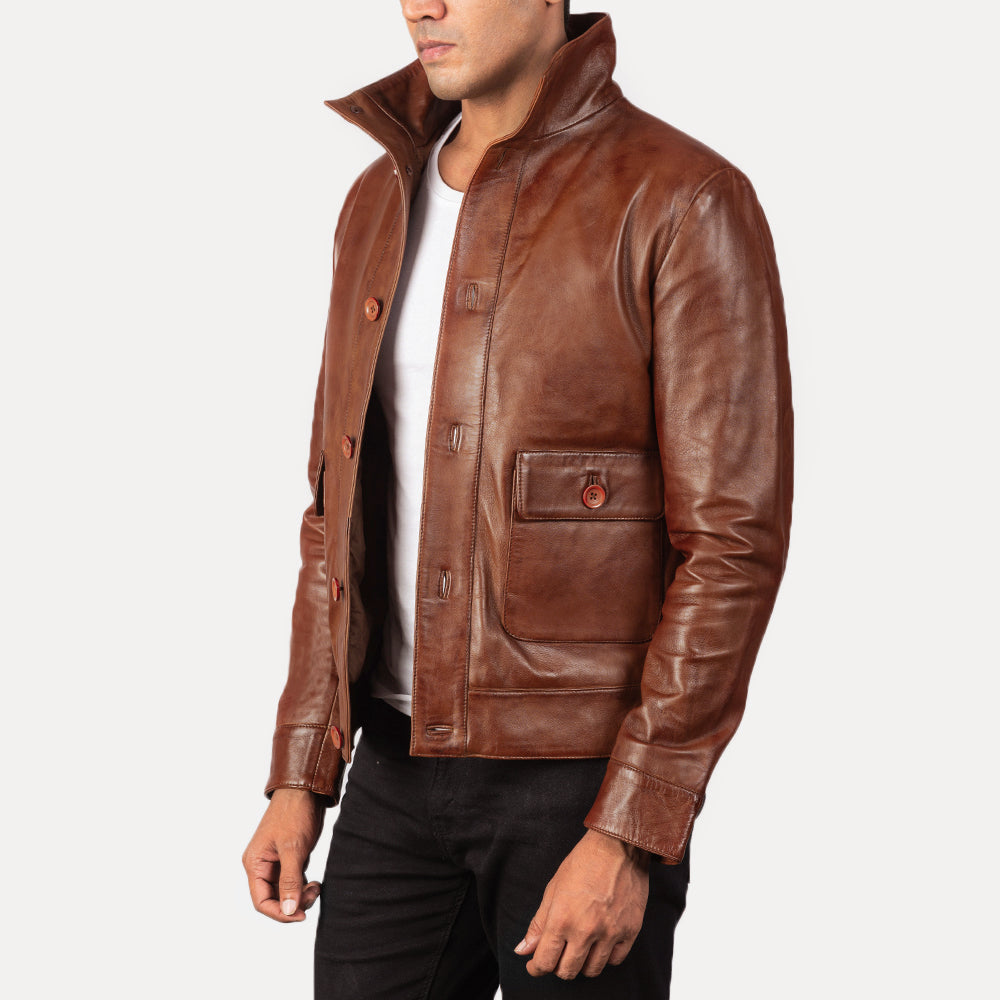 Columbus Leren Bomberjack voor Heren – alternate product view 2