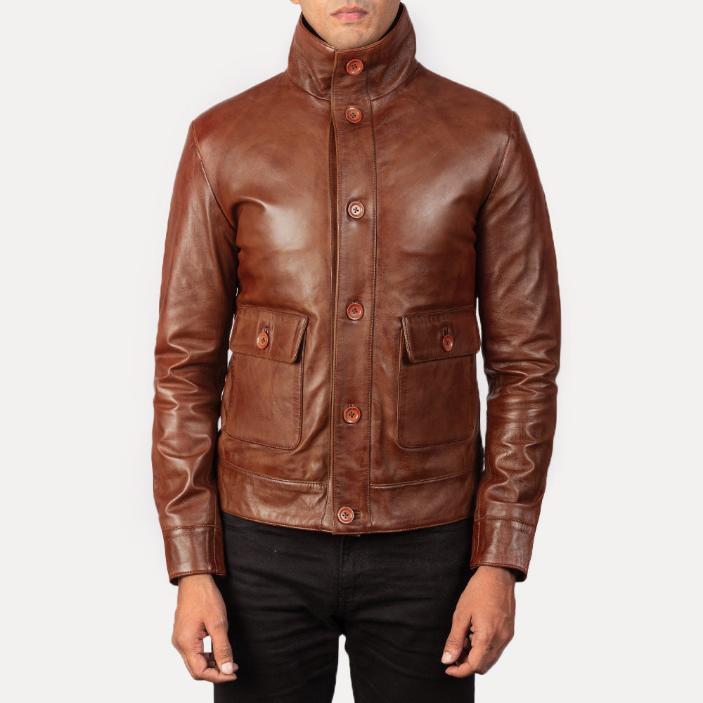 Columbus Leren Bomberjack voor Heren – alternate product view 3