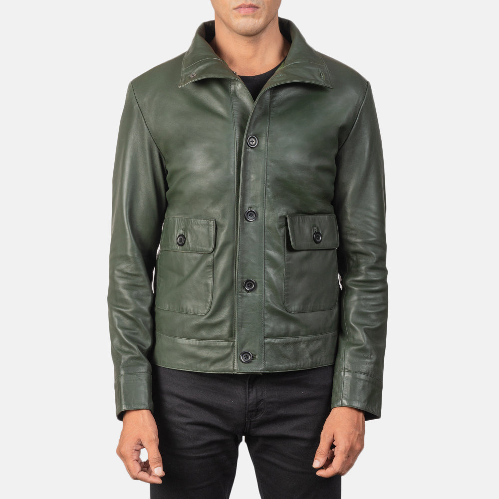 Columbus Leren Bomberjack voor Heren – alternate product view 1