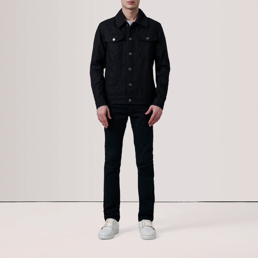 Conard Zwart Denim Trucker Leren Jas voor Heren