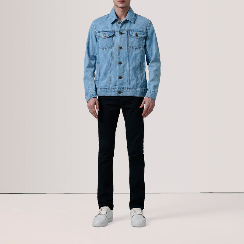 Conard Light Blauw Denim Trucker Leren Jas voor Heren