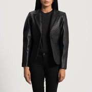 
Black Sheepskin leather Blazer - Achteraanzicht met getailleerde schouders & strakke zoom