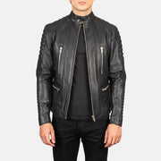 
Damian Grey Suede Biker Jacket in Grey Sheepskin Suede - Vooraanzicht & getailleerd silhouet | Online kopen