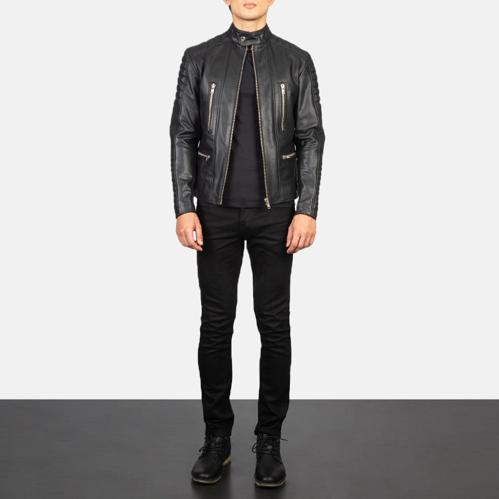 
Damian Grey Suede Biker Jacket - Zijaanzicht met ergonomische mouwsnede
