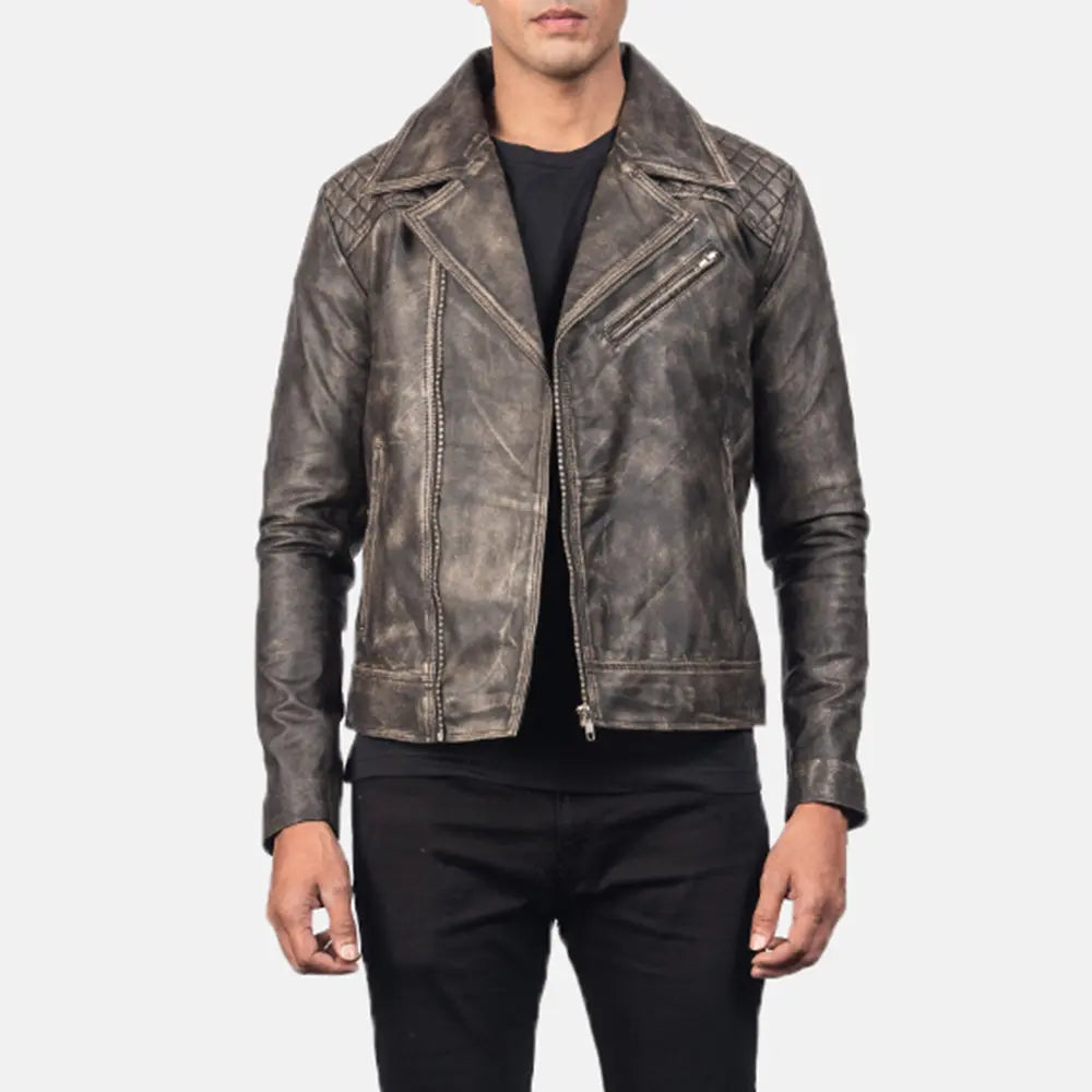 
Danny Gewatteerd Leren Bikerjack voor Heren – alternate product view 4