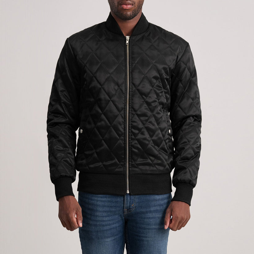 Danson Gewatteerd Zwart Varsity Leren Jas voor Heren