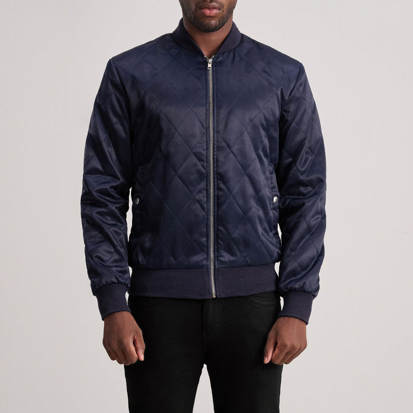 Danson Gewatteerd Blauw Varsity Leren Jas voor Heren