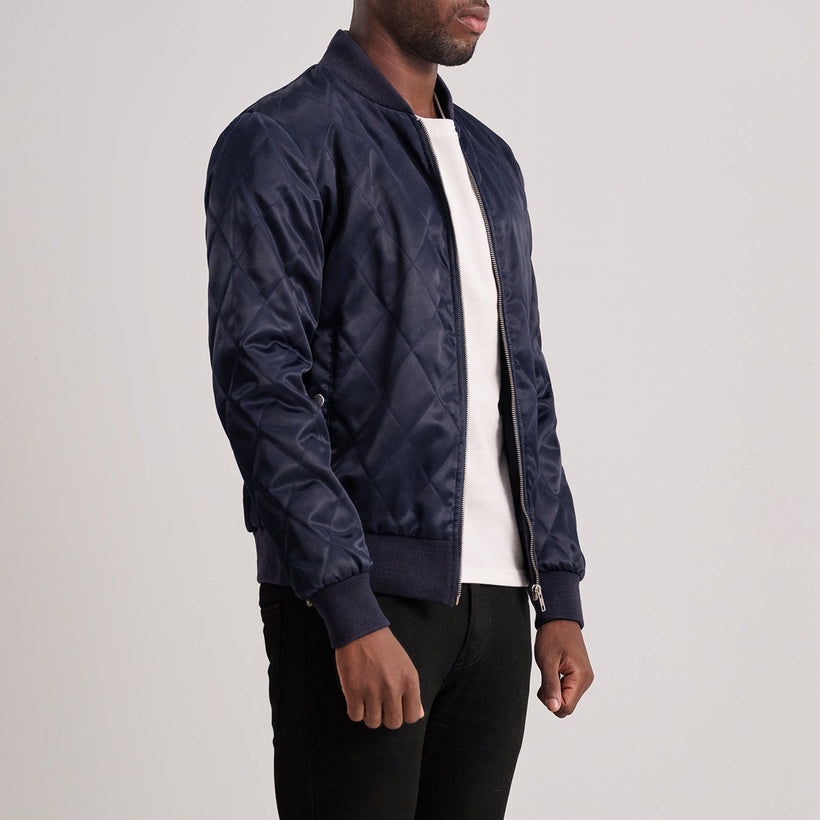 Danson Gewatteerd Blauw Varsity Leren Jas voor Heren