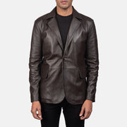 Daron Bruin Leren Leren Blazer voor Heren in Brown Sheepskin Leather - Front Profile View &amp; Tailored Silhouette | Buy Online