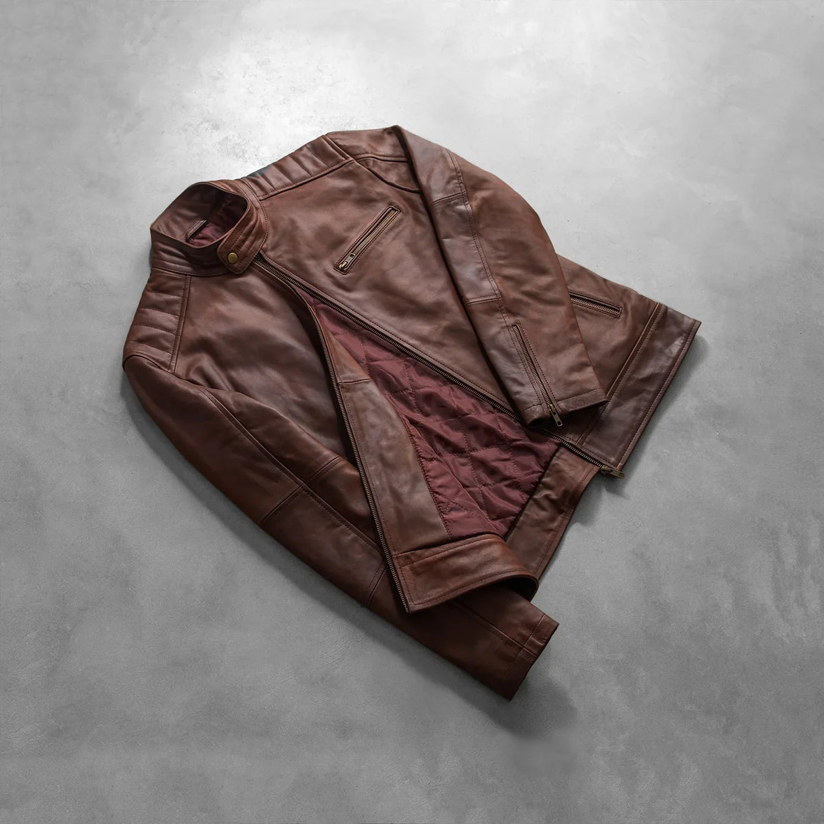 Dean Zwart Leren Bikerjack voor Heren – alternate product view 8