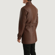 
Detailopname of High neck with Belt & Snap button Hardware on Dolf Bruin Leren Jas voor Heren