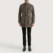 Dolf Grey Suède Jas voor Heren - Lateral Side Profile View Showing Sleeve Cut &amp; Athletic Taper Fit