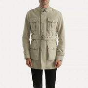 Dolf Off-White Suède Jas voor Heren in Off-White Cowhide Suede - Front Profile View &amp; Tailored Silhouette | Buy Online