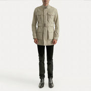 Dolf Off-White Suède Jas voor Heren - Lateral Side Profile View Showing Sleeve Cut &amp; Athletic Taper Fit