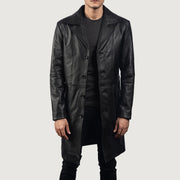 Men's Don Long Zwart Leren Jas voor Heren in Black Cowhide Leather - Front Profile View &amp; Tailored Silhouette | Buy Online