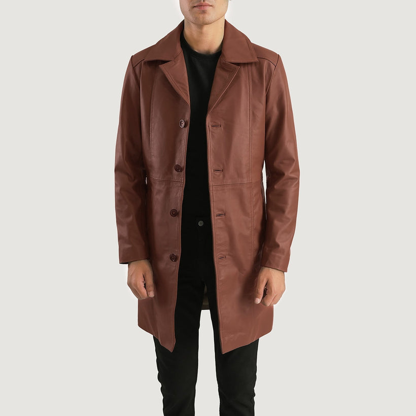 Don Long Bruin Leren Jas voor Heren