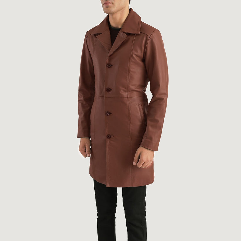 Don Long Bruin Leren Jas voor Heren