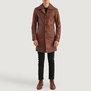 Don Long Bruin Leren Jas voor Heren - Lateral Side Profile View Showing Sleeve Cut &amp; Athletic Taper Fit