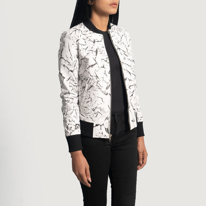 Donna Blake White Leren Bomberjack voor Dames