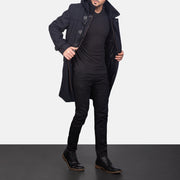 
Drake Black Wool Duffle Coat in Black Synthetic Wool - Vooraanzicht & getailleerd silhouet | Online kopen