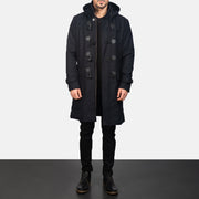 
Drake Black Wool Duffle Coat - Zijaanzicht met ergonomische mouwsnede
