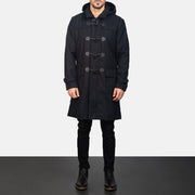 
Detailopname of Shirt with Removable Hood & Toggle Buttons with Placket & Zipper Hardware on Drake Black Wool Duffle Coat